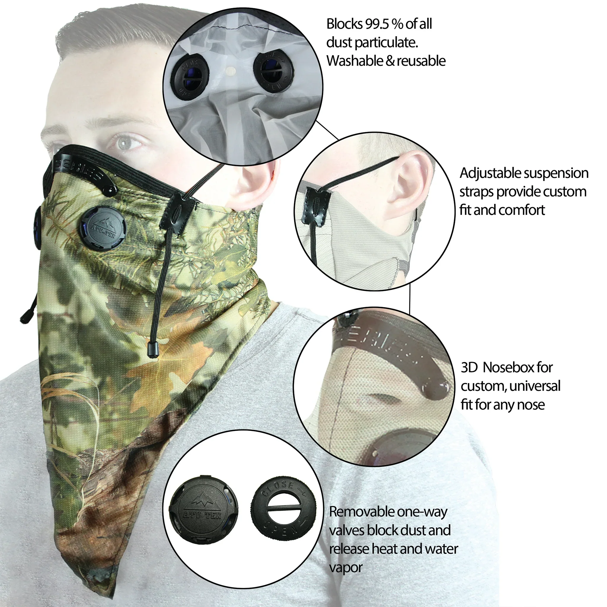 ATV-UTV TEK PRO BANDANA DUST MASK RED - Image 7