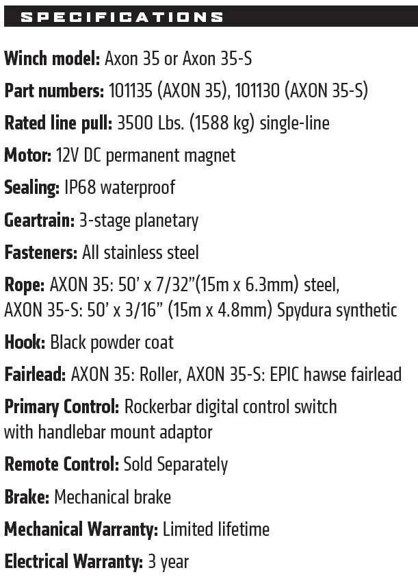 Warn Axon 35-S Powersport Winch w/ Plow Mode - Image 3